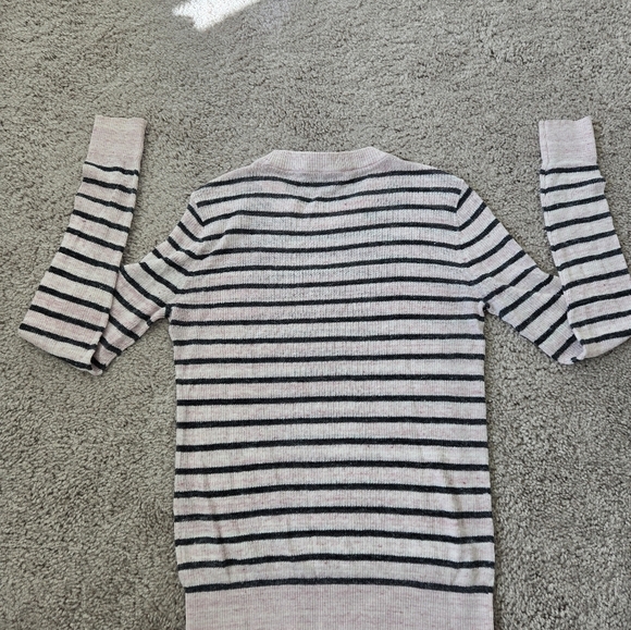 Veronica Beard Dean Pale Pink and Charcoal Stripe Linen Blend Sweater Size Small - Picture 12 of 16